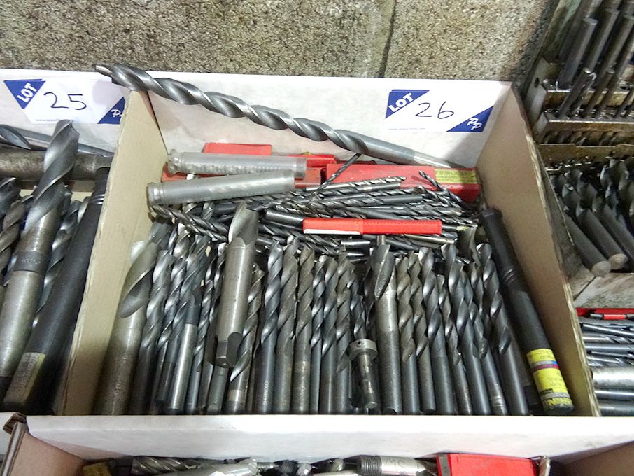 Qty HSS taper / straight shank twist drills to 23m...