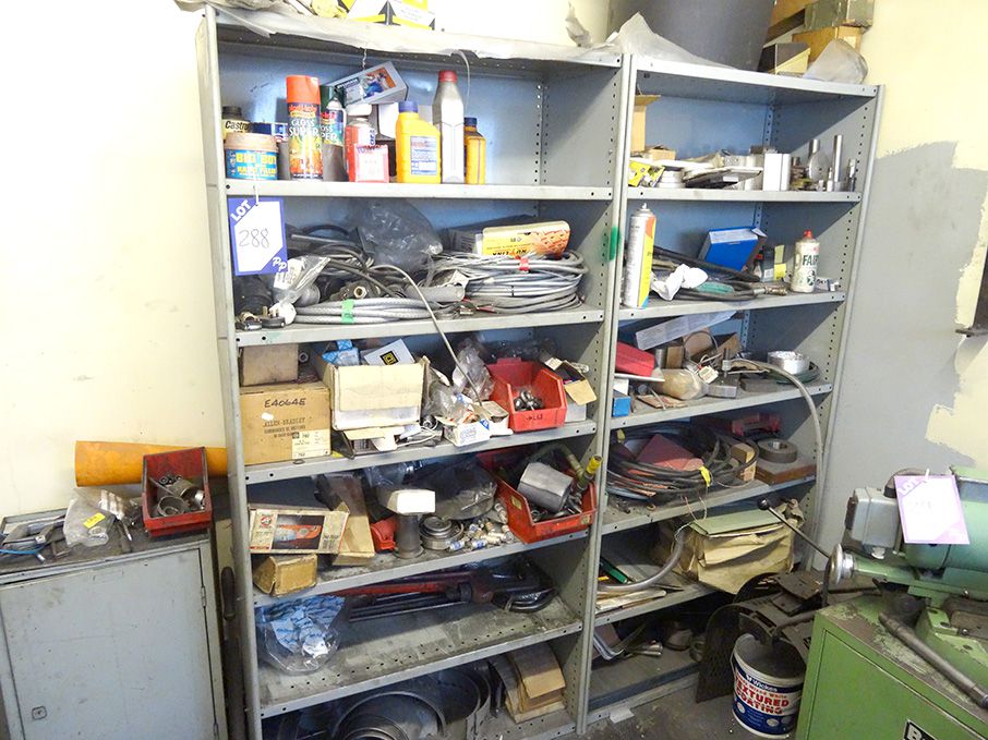 2x light duty storage racks with contents inc: bea...