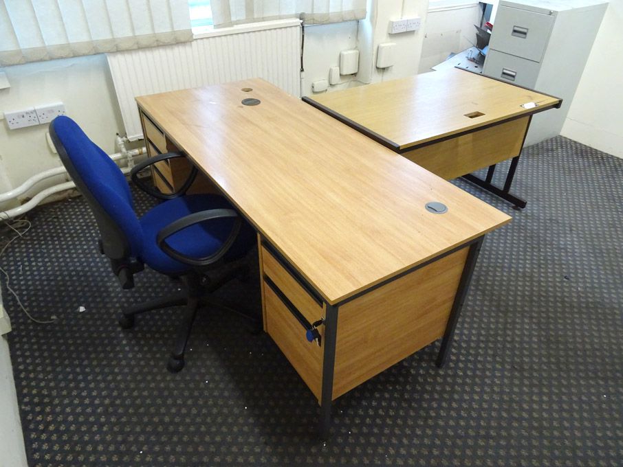 Contents of office inc: maple double pedestal desk...