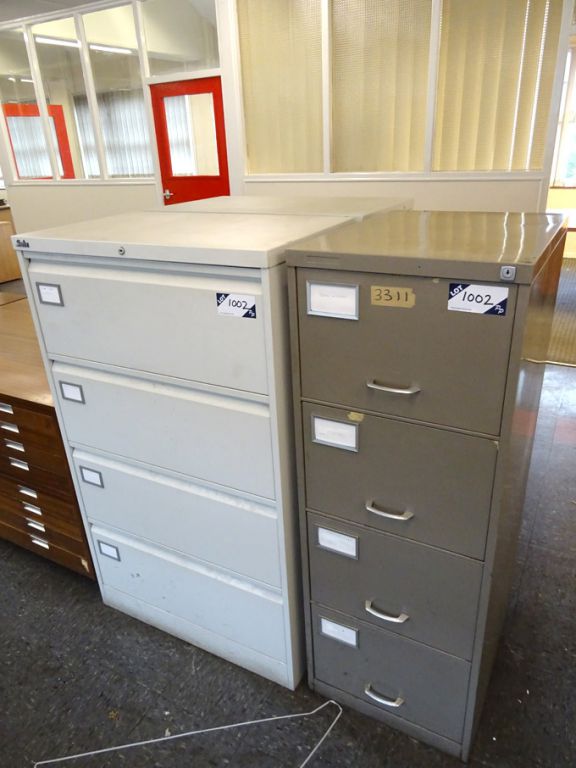 2x Silverline white metal 4 drawer filing cabinets...