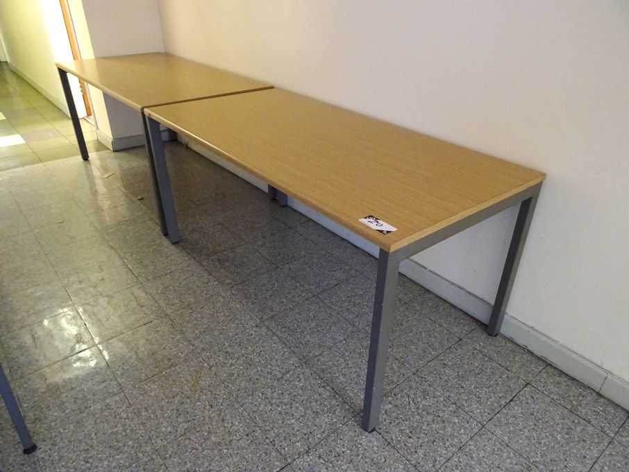 2x rectangular beech wooden desks, 1600x800mm appr...