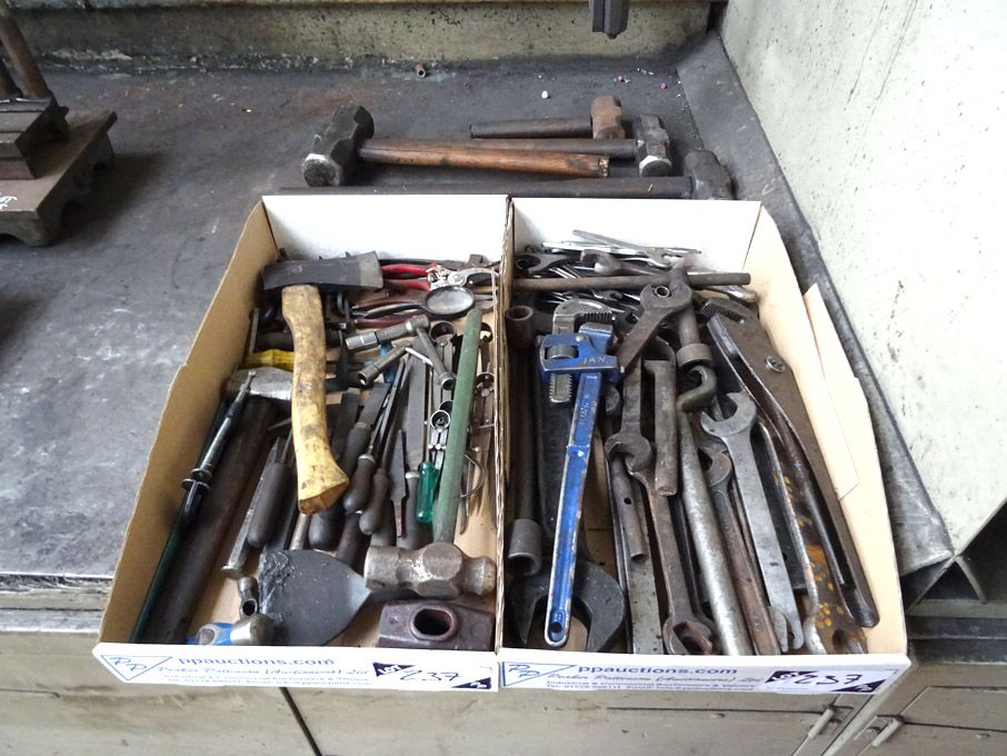 Qty various hand tools inc: hammers, files, pliers...