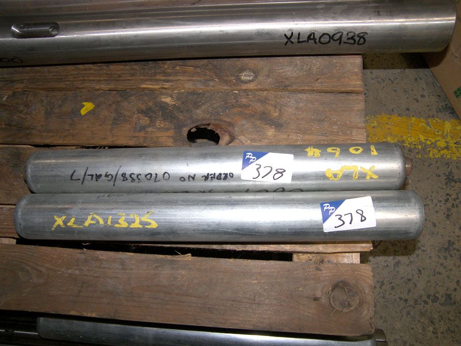 2x metal rollers 50mm dia, 400mm long approx (unus...