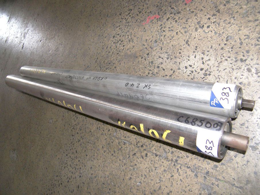 2x metal rollers, 60mm dia, 970mm long (unused)