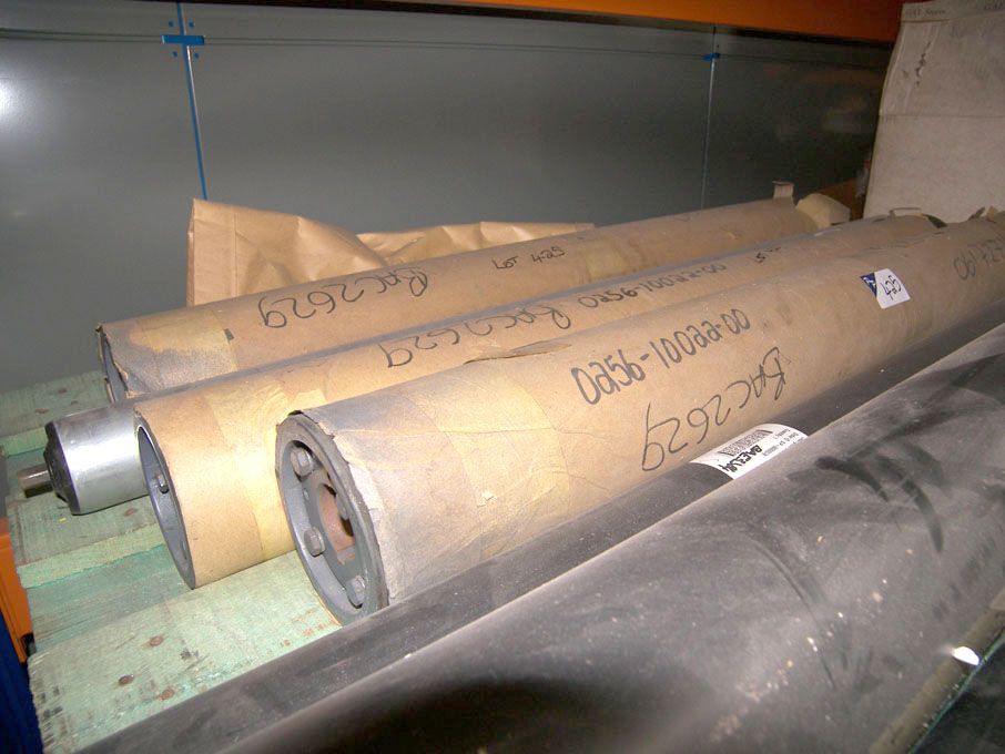 3x metal rollers, 100mm dia, 930mm long (unused)