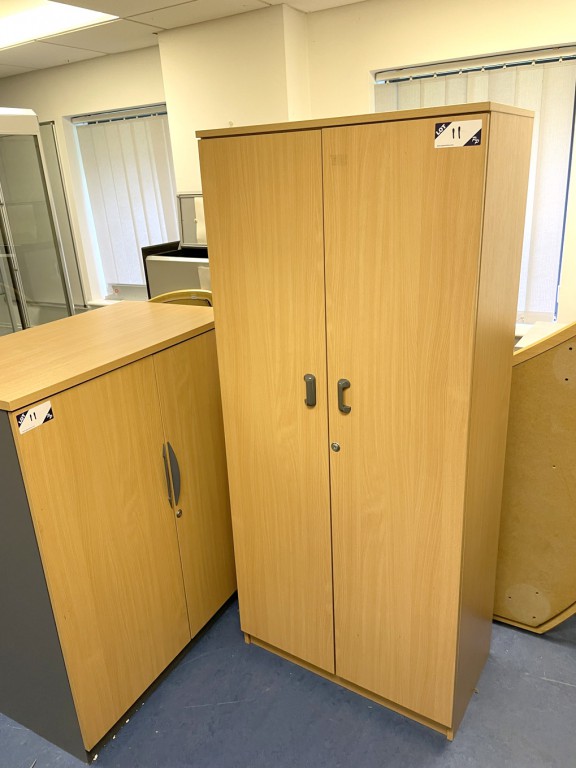 3x beech effect 2 door storage cupboards, 800x430x...