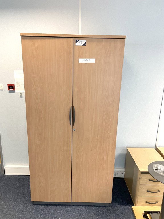 2x light oak / beech 2 door storage cupboards, 100...