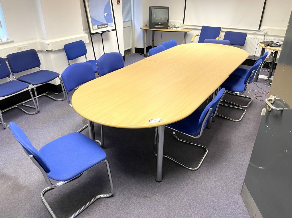 3200x1200mm beech 2 section meeting table, 16x var...