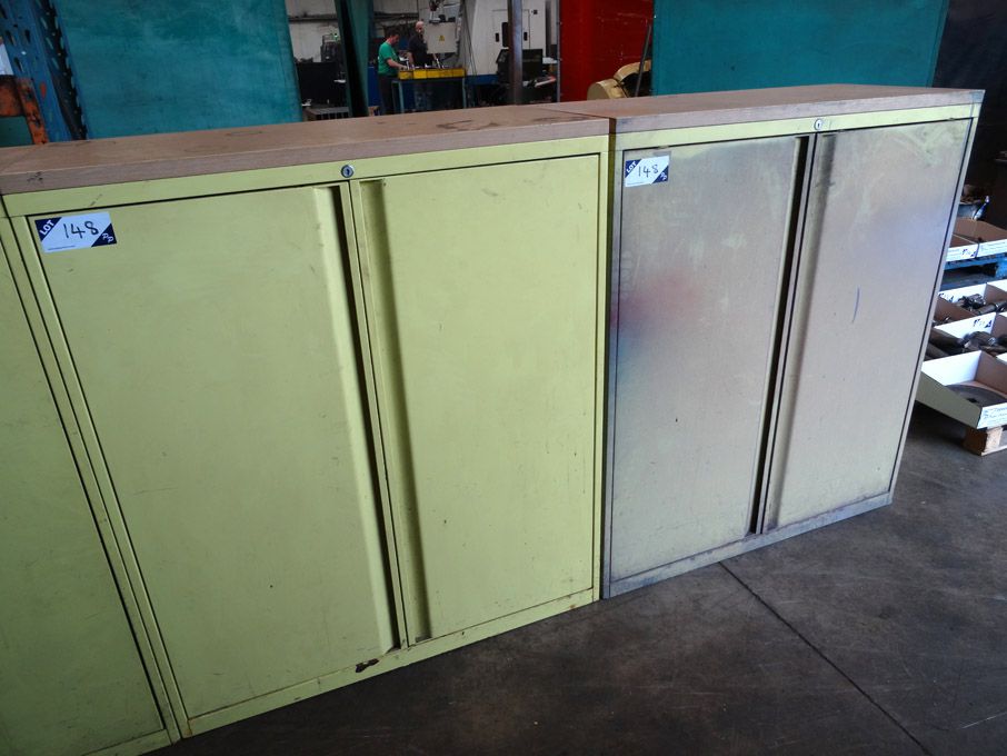 2x Teknion lime green metal storage cupboards, 100...
