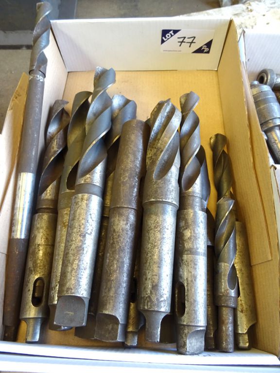 Qty HSS taper shank twist drills to 2" approx