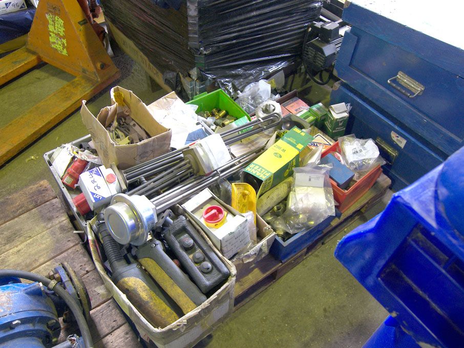 Qty pipe fittings, filters, electrical spares, Dem...