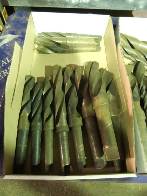 Qty HSS taper shank twist drills to 2 1/2" approx...