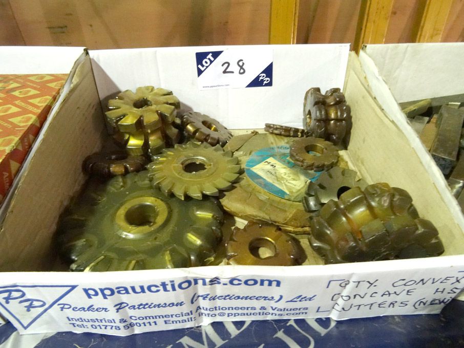 Qty concave / convex HSS milling cutters to 150mm...