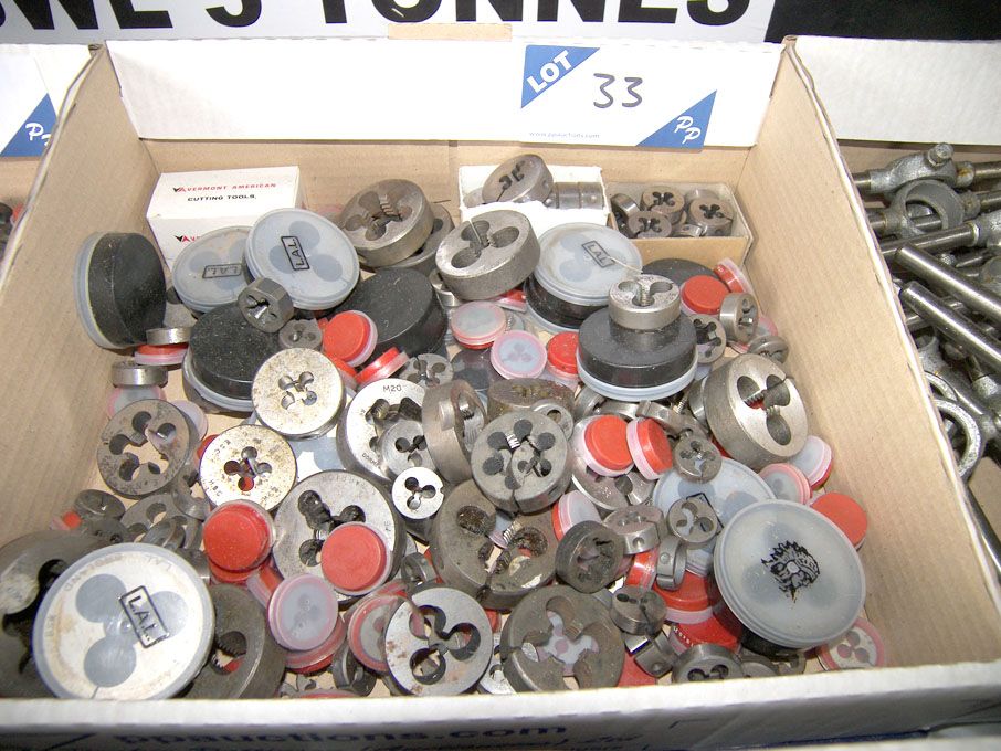 Qty HSS round dies to 1/2" approx (unused) - Equip...