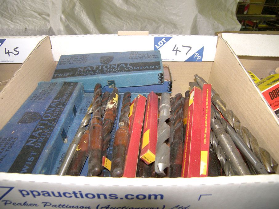 Qty HSS taper shank twist drills to 25/64" approx...