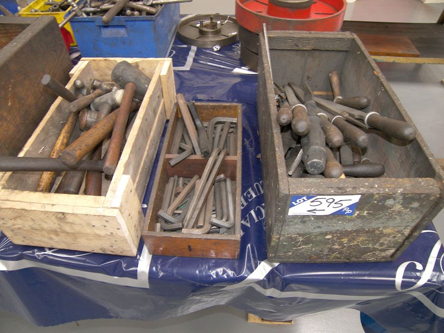 Large Qty various size hammers, chisels, files, sp...