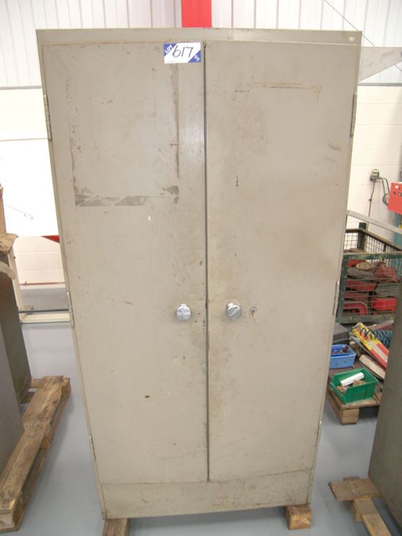 2 door metal storage cupboard with contents inc: C...