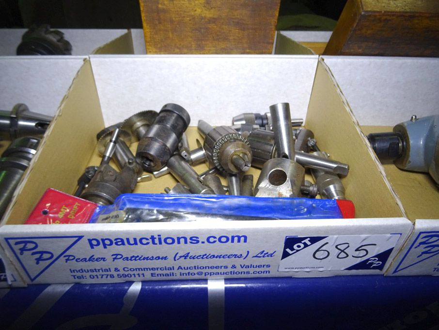 Qty various drill chucks and tool sleeves inc: Jac...