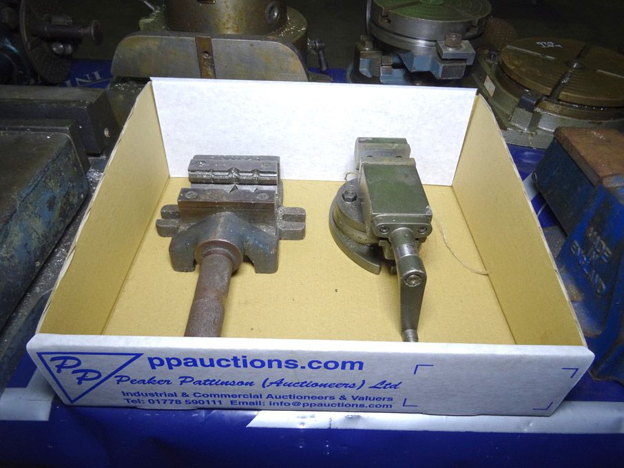 2x machine vices, 1 on swivel base - lot located a...