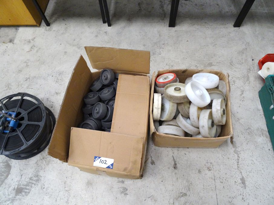 Qty various size nylon castors in 2 boxes
