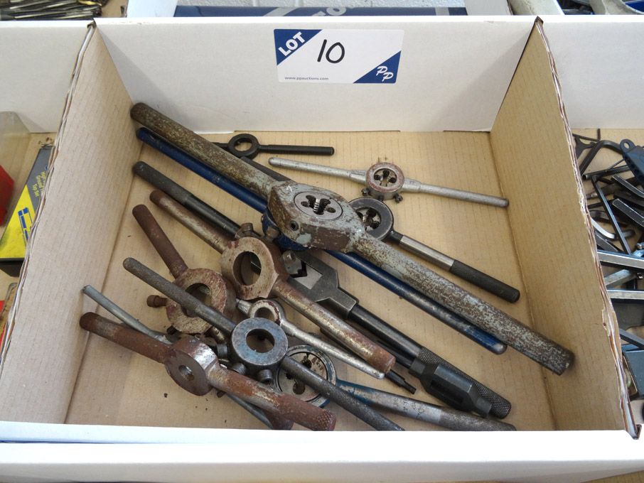 Qty various HSS dies & die handles
