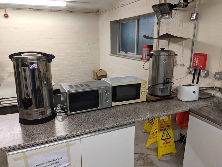Qty canteen equipment inc: microwaves, water boile...