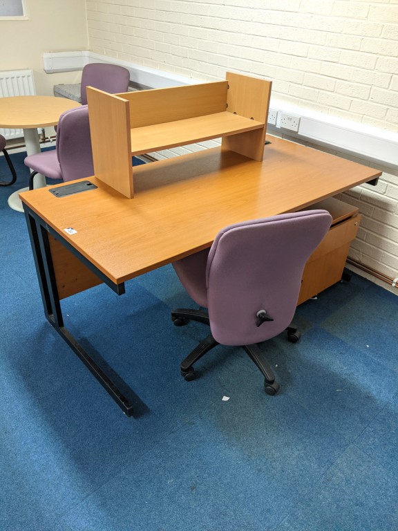 1600x800mm rectangular office desk with 2 drawer p...