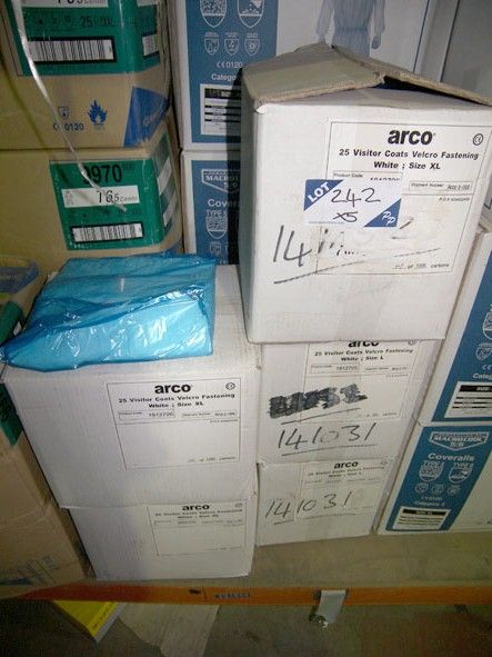 Arco velcro fastening white visitor coats, 75x XL,...