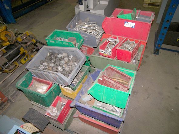 Qty nuts, bolts, pipe fittings etc on pallet - Loc...