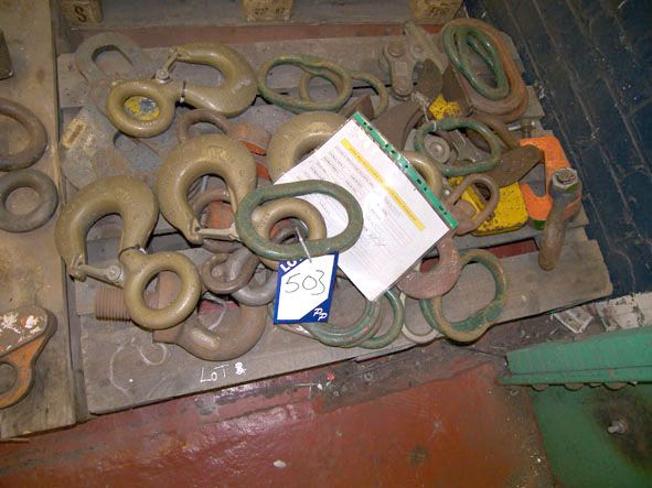 Qty sheet metal plate lifters, eye bolts, chain ho...