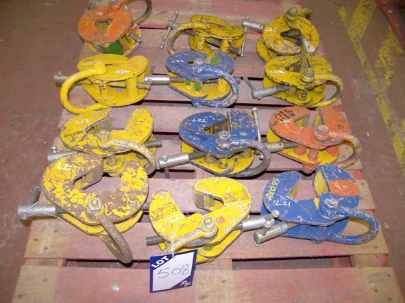 12x Riley etc sheet metal plate lifters, 3000kg sw...