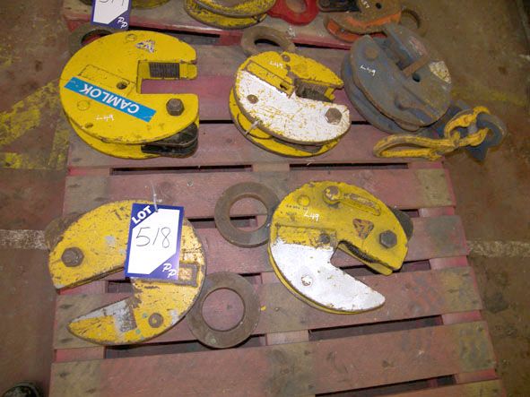 4x Camlock etc sheet metal plate lifters, 6 ton sw...