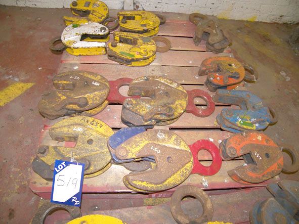 12x Camlock etc sheet metal plate lifters to 6 ton...
