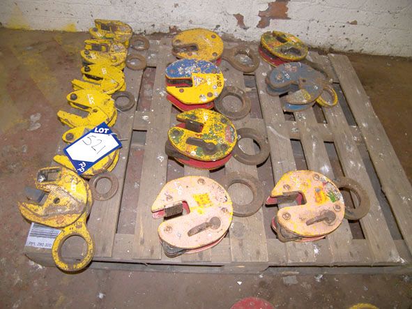 13x Camlock etc sheet metal plate lifters to 6 ton...