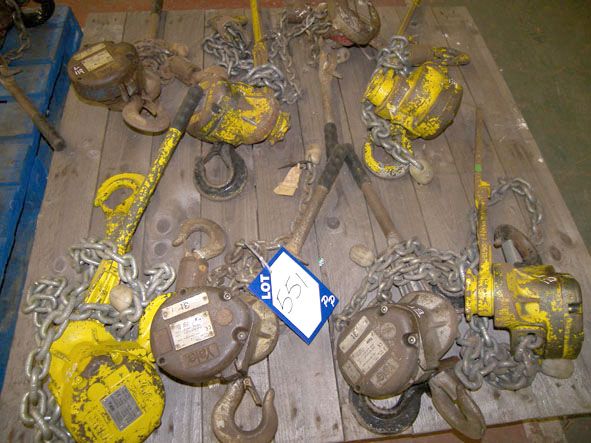 8x Yale 3 ton swl manual block & tackle pulleys (t...