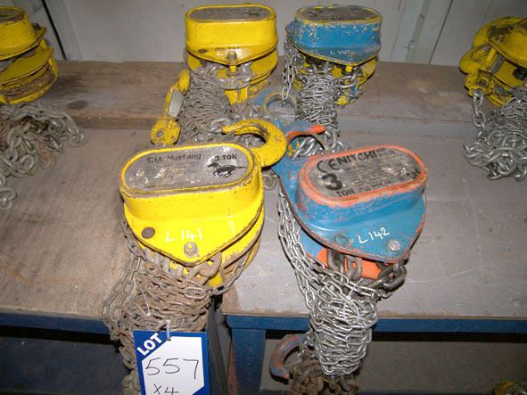 4x SHA Mustang, Yale etc 3 ton swl manual chain ho...