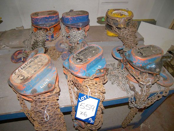 SHA Mustang & 5x Nitchi 3 ton swl manual chain hoi...
