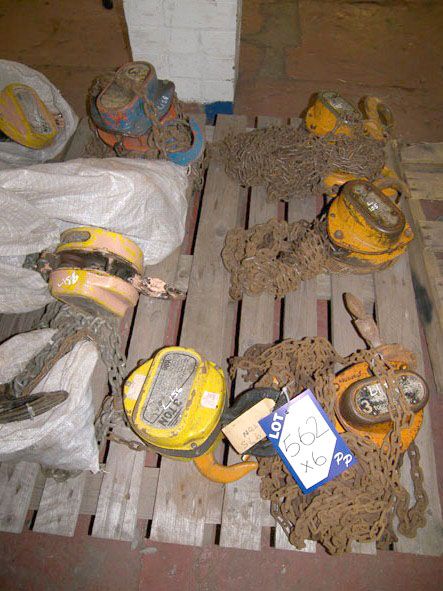 5x Yale, Nitchi etc 3 ton swl manual chain hoists...
