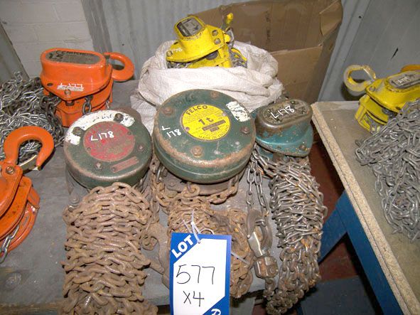 Yale, 2x Felco & Prolift 1 ton swl manual chain ho...