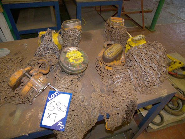 6x Felco, Yale etc 0.5 ton swl manual chain hoists...