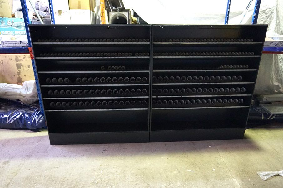 2x metal 7 shelf tooling racks, 1220x1420x270mm -...