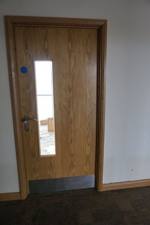 3x 36.5x80" approx light oak laminate fire safety...