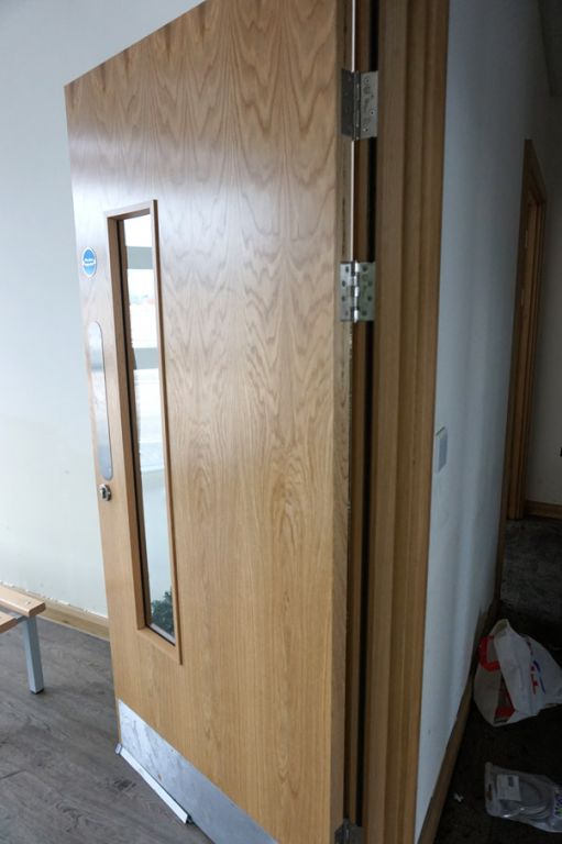 5x 36.5x80" approx light oak laminate fire safety...