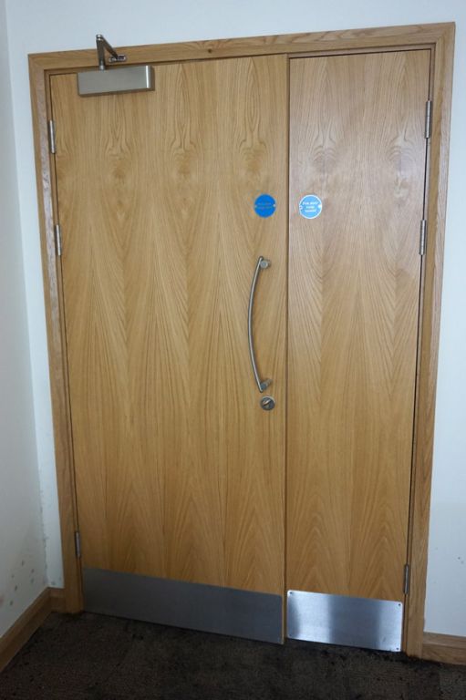 32.5x80" & 17x80" approx double light oak laminate...