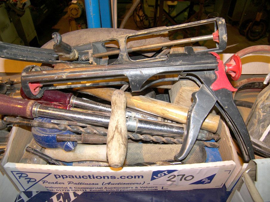 Qty various woodworking hand tools inc mallets, dr...