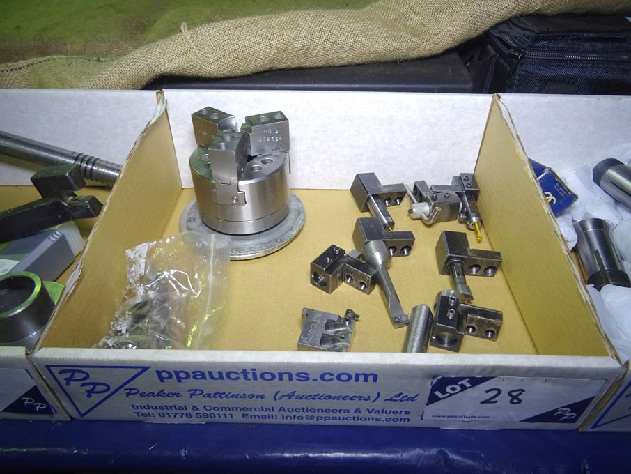 100mm 3 jaw chuck, Qty various tool holders - Lot...