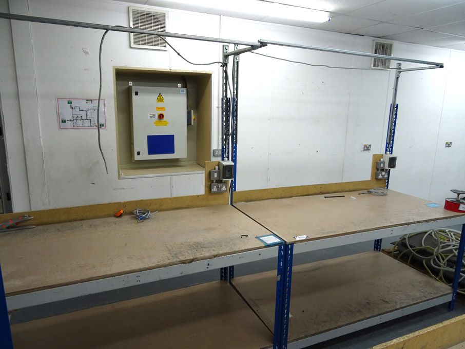 2x metal framed work tables, 72x36" approx - Lot l...