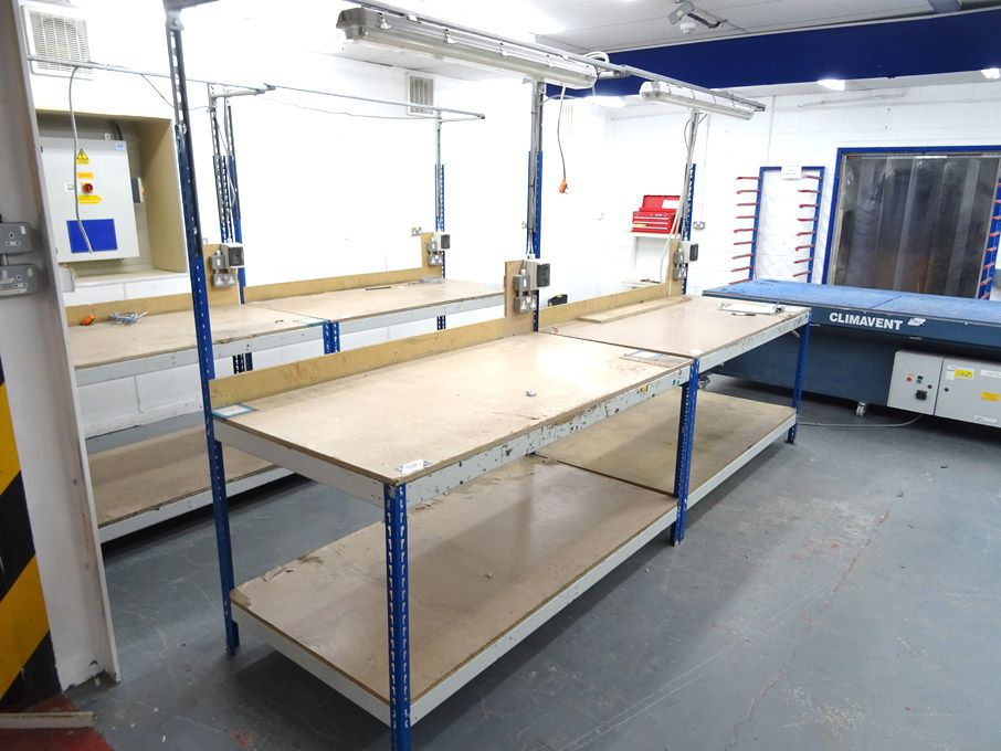 2x metal framed work tables, 72x36" approx - Lot l...