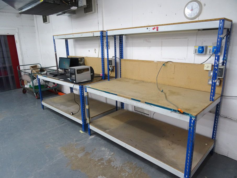 2x metal framed work tables, 72x36" approx - Lot l...