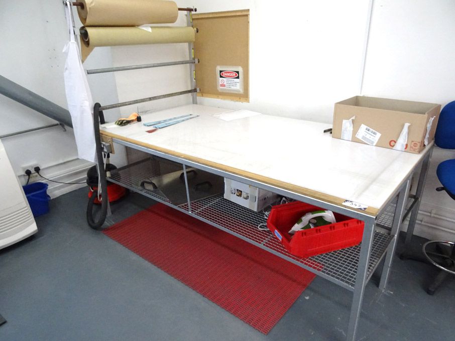 Metal framed packaging bench, 2400x1300mm - Lot lo...